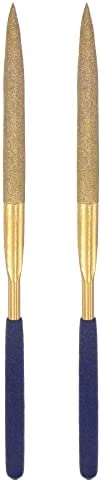 uxcell Diamond Needle Files, 4.5mm x 180mm Titanium Coated Half Round Type File Handles Hand Tool for Metal Wood Stone Marble 2pcs