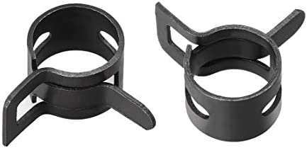 uxcell Steel Band Clamp 10mm Inner Dia Fit 10.5-11.2mm OD Hose Fuel Line Silicone Tube Spring Clips Clamp Black Manganese Steel 30Pcs